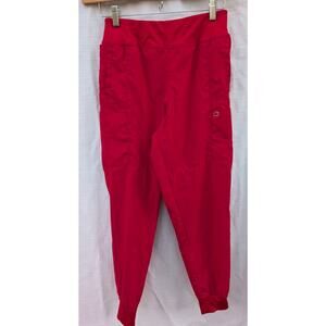 Spread Good Cheer Women's Jogger Scrub Pants Sz M Elastic Waist Hot Pink Nurse